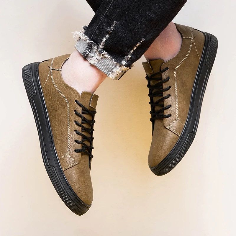 Genuine Leather Flats Handmade Casual Shoes Men's Lace Up Oxford Walking Shoes Outdoor Jogging Office Men's Dress Footwear