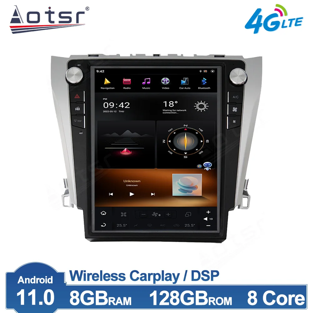 

Автомагнитола Tesla для Toyota Camry 2012-2017, Android, мультимедийный плеер Qualcomm, GPS-трекер, DSP, CarPlay, автостерео