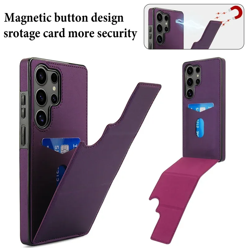 Luxury Leather Wallet Case with Card Holder and Shockproof Back Cover