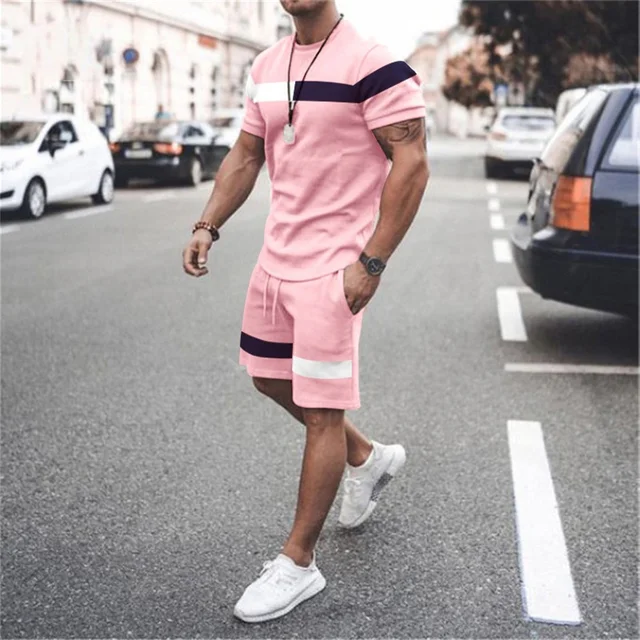 2022 New Summer Men's Suit Casual Beach Shorts Suit Sea View 3D Printing Short Suit Ordinary O-neck T-shirt 2-piece Set Oversize TS1281