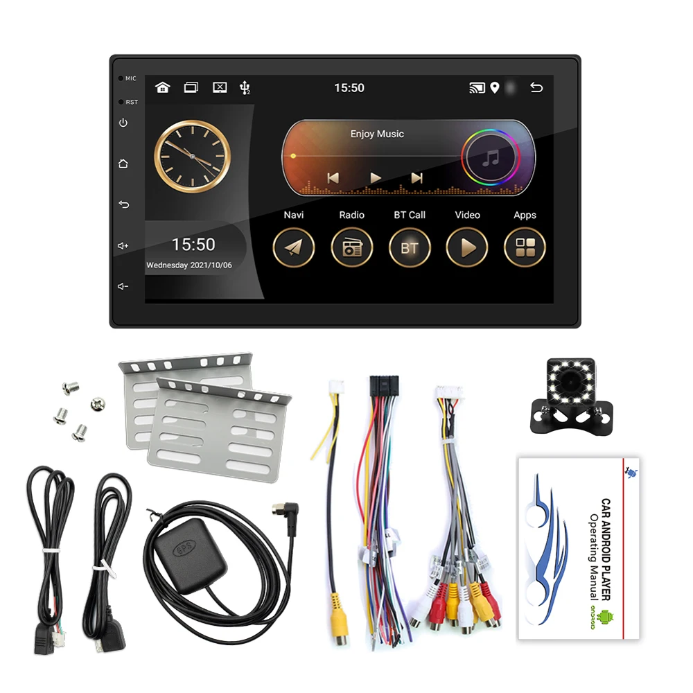 Android 11 Car Stereo Double Din GPS Navigation FM Radio 7 Inch Touchscreen Support WIFI/AUX/U-Disk Reverse Camera