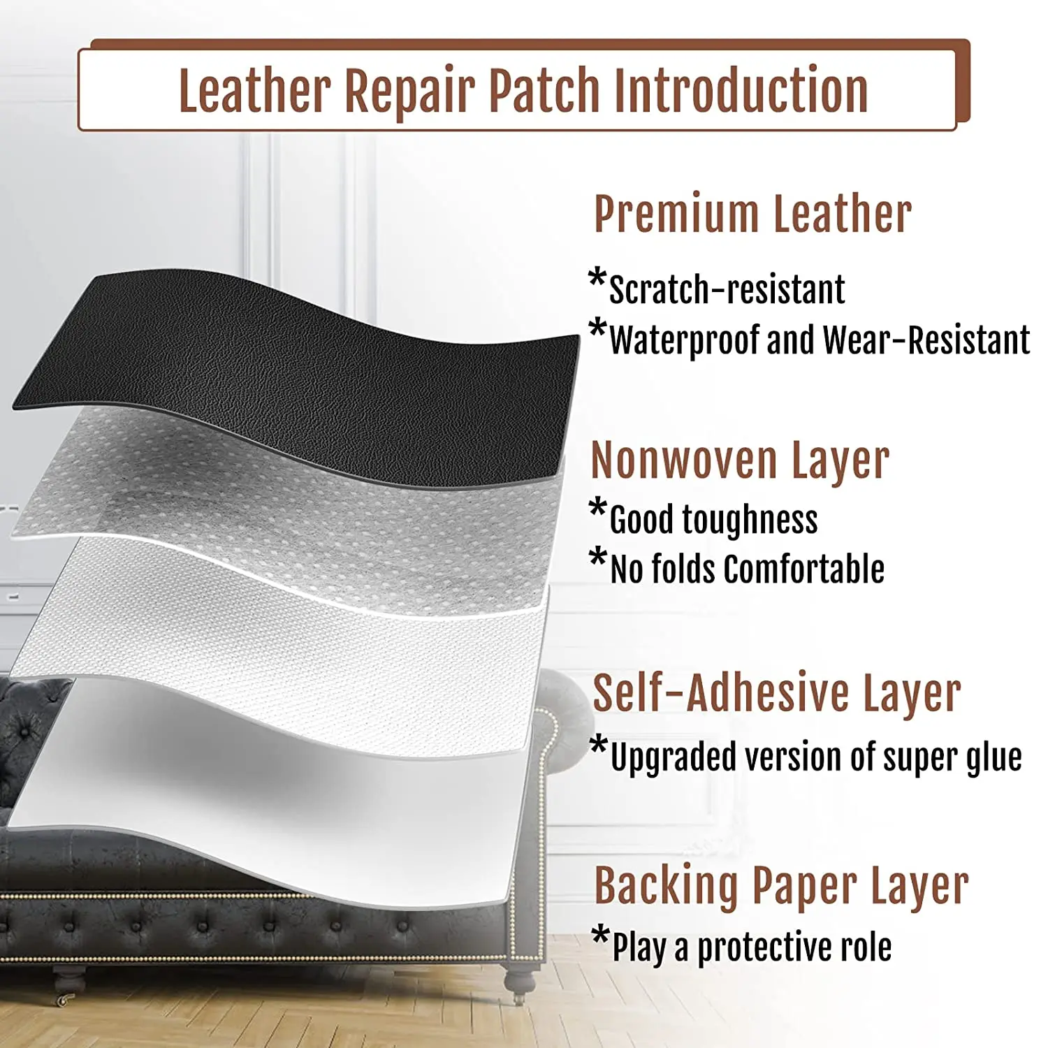 Self Adhesive Leather for Sofa Repair Patch Furniture Table Furniture Shoes  First Aid Patch Leather Patch DIY Black Leather - AliExpress