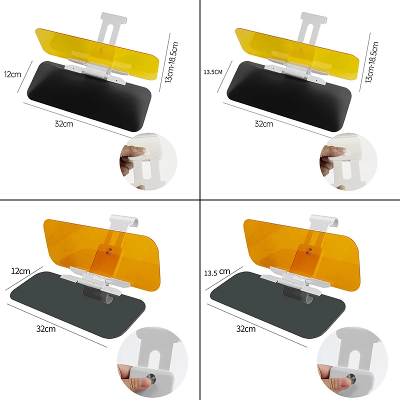 2 IN 1 Car Sun Visor HD Anti Sunlight Dazzling Goggle Day Night Vision Driving Mirror UV Fold Flip Down View Interior Mirrors