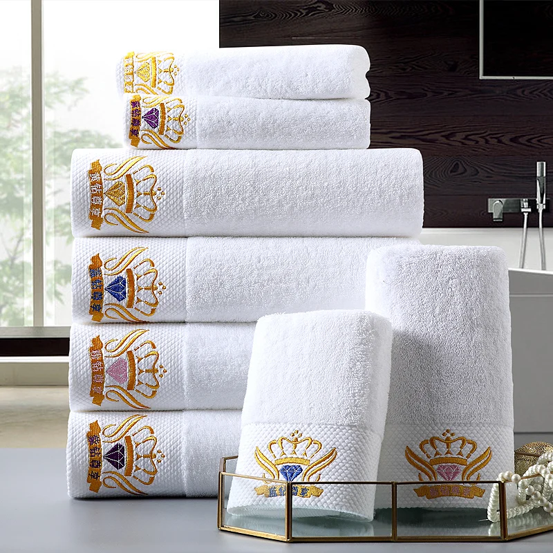 Embroidered Crown White Bath Towel 5stars Hotel Towels 100% Quality Towel  Set Washcloths Towels Bathroom Large Face Towel Bath - Towel - AliExpress