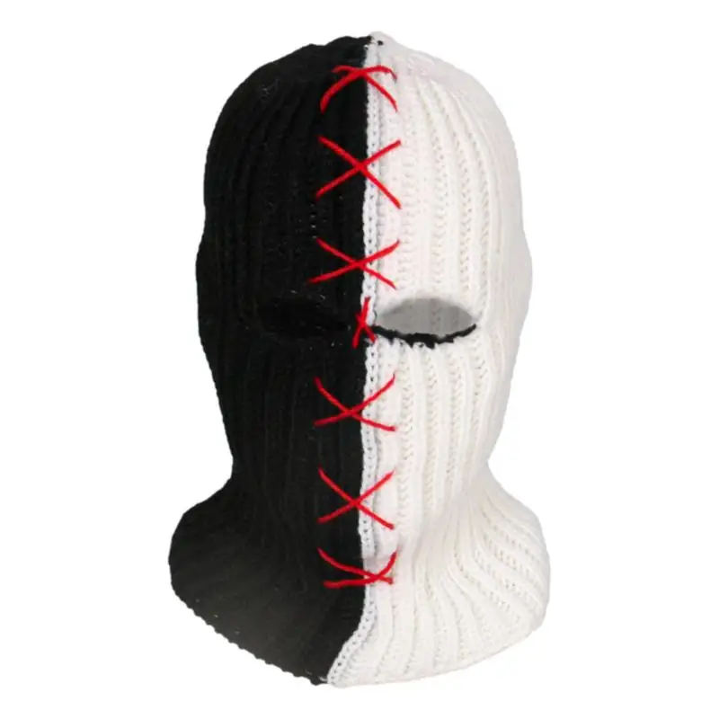 

Warm Ski Face Cover Black And White Handmade Full Coverage Windproof Breathable Ski For Snowboarding