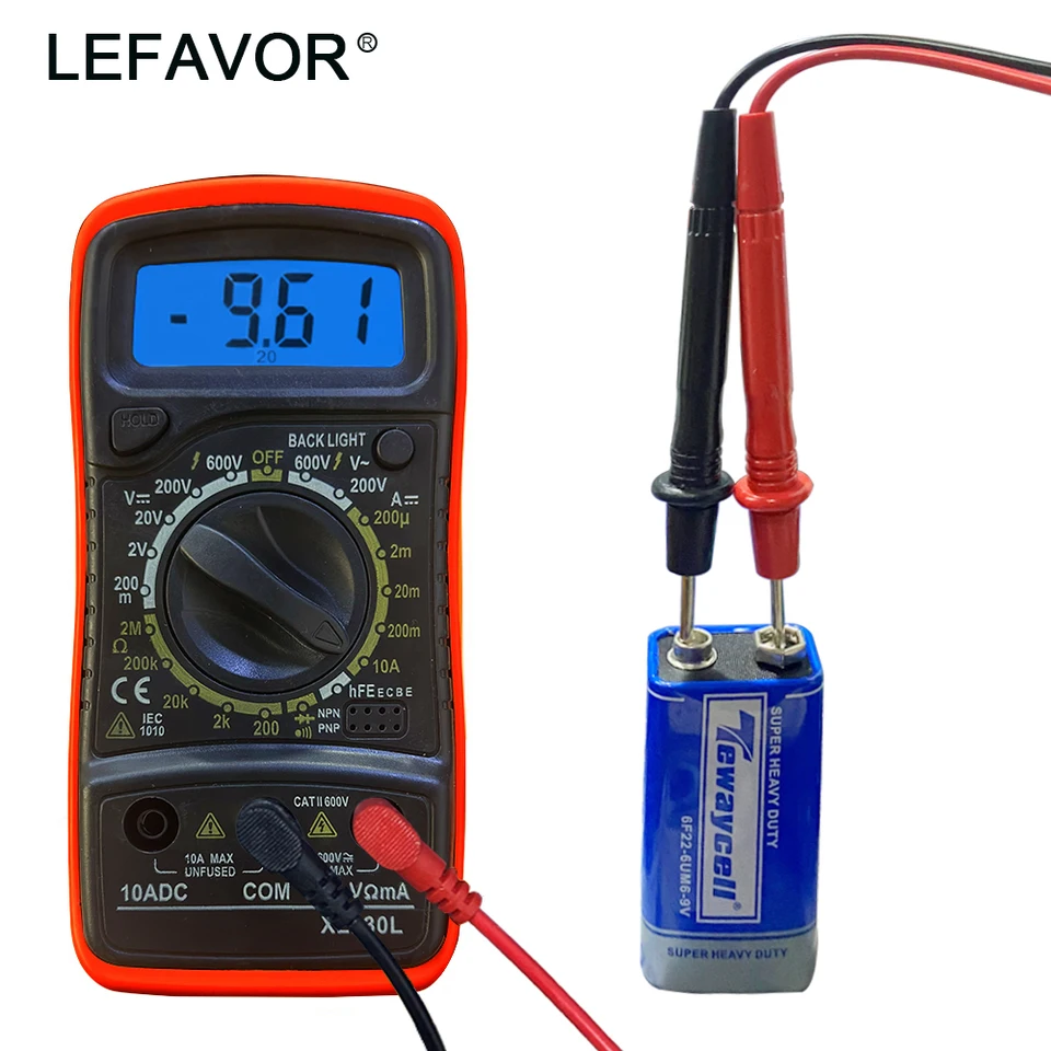 thumbnail image 2 of Digital Multimeter Portable LCD Backlight AC/DC Ammeter Voltmeter Ohm Voltage Tester Meter A830L Lead Testing Kit 2 of 10