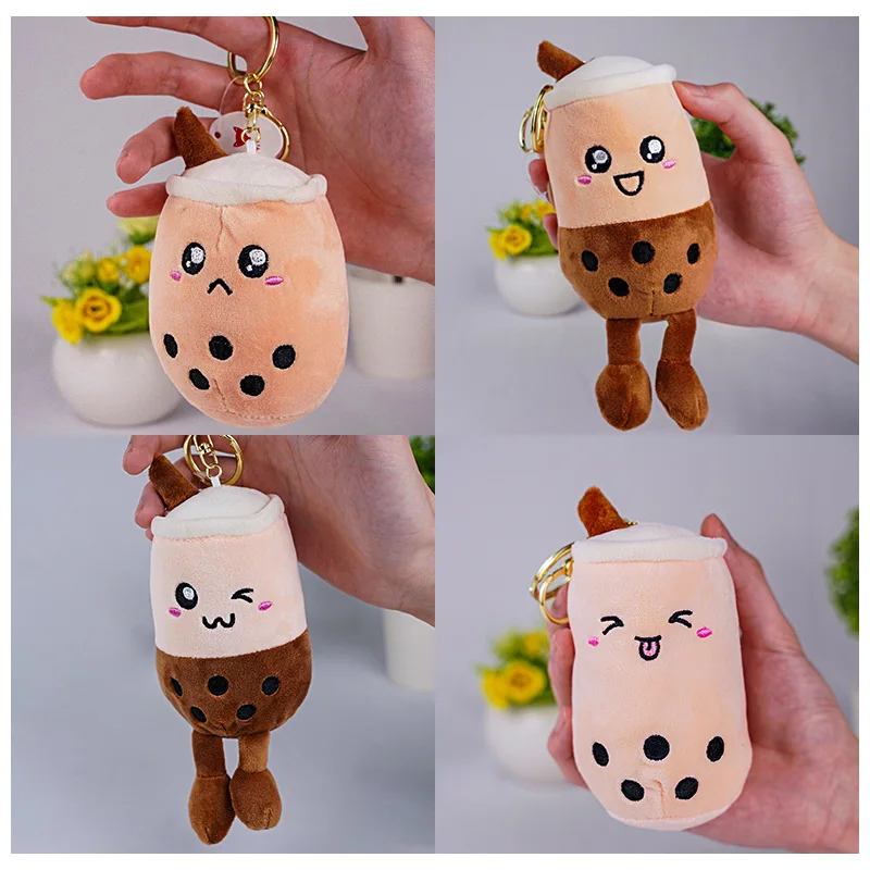 

Cute Plush Milk Tea Cup Doll Backpack Keychain Soft Filling Cartoon Doll Bag Keychain Ring Pendant Toys Children's Gifts