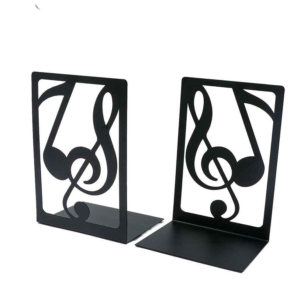 2Pcs Art Note Bookends, Literary Hollow Out Iron Bookends, Metal L-Shaped Bookends, Home Office Desktop Organiser Bookends 4