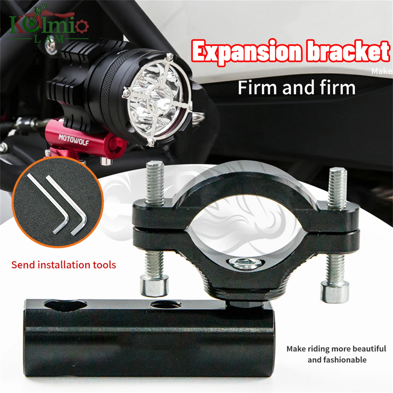 Adjustable Motorcycle Spotlights Fog Light Mount Clamps Brackets Tube