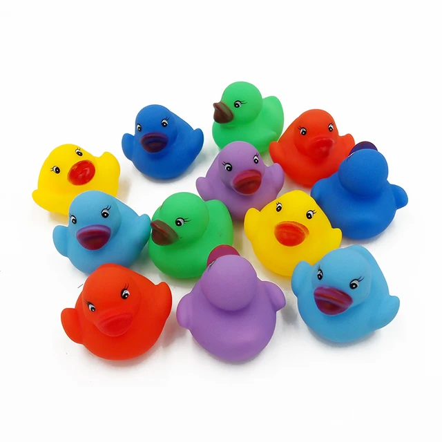 12 Pcs/Lot Baby Bath Toys Rubber Duck Colorful Quack Ducks for Children Summer Swimming Pools Play Kids Bath Toys for Toddlers 1