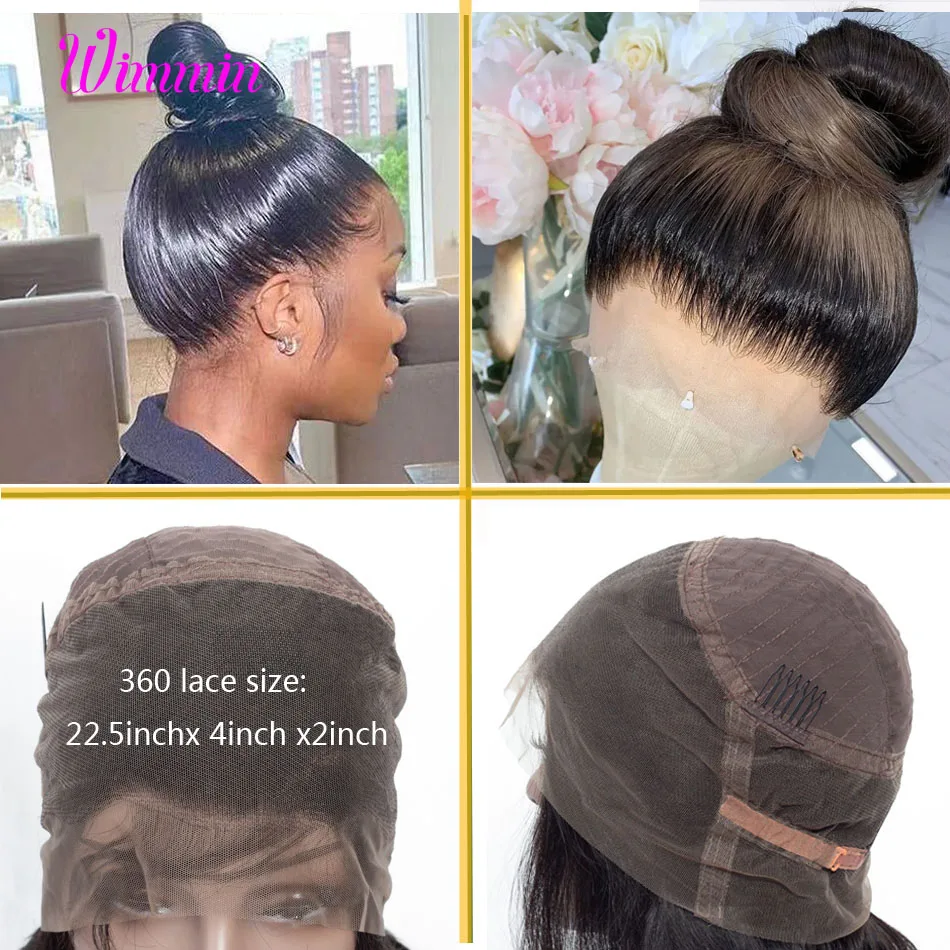 Straight 360 Lace Frontal Wigs 13x6 HD Lace Front Human Hair Wigs Glueless 360 Full Lace Wigs for Women Wimmin