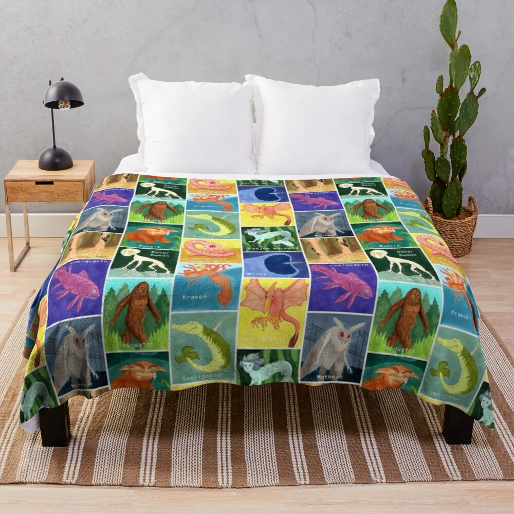 Creepy Cute Cryptids Throw Blanket Hairy Blankets Blanket For Baby Moving Blanket
