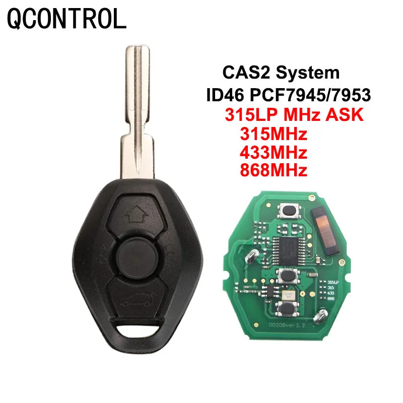 QCONTROL Car Remote Key DIY for BMW CAS 3/5/6/7 Series X3 X5 Z3 Z4 Z8 with Chip Keyless Entry Transmitter HU58 Blade315MHz or 43