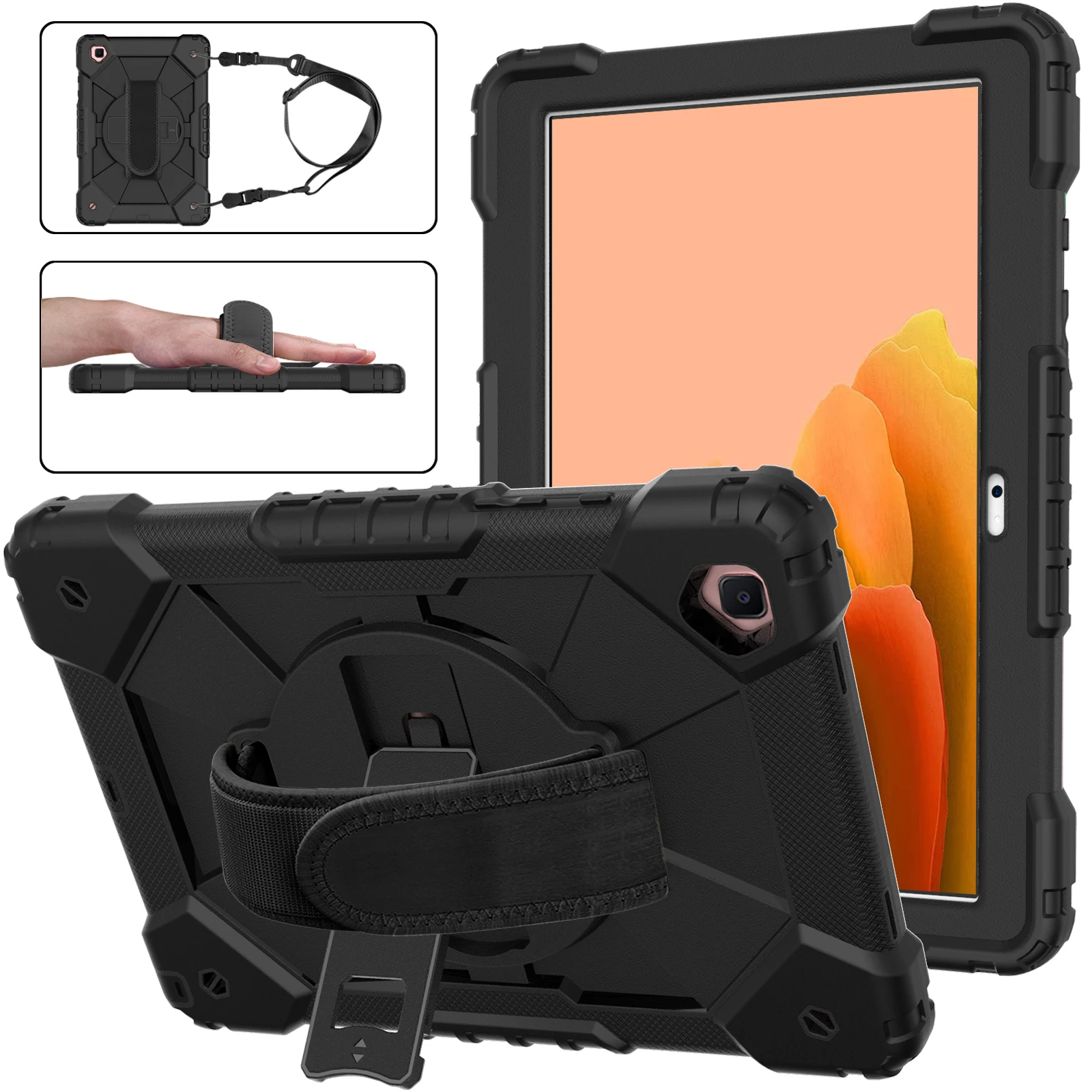 

For Samsung Galaxy Tab A7 10.4 inch 2020 T500 T505 T507 T505N Case Kids Safe Silicon Shockproof With Strap Stand Tablet Cover