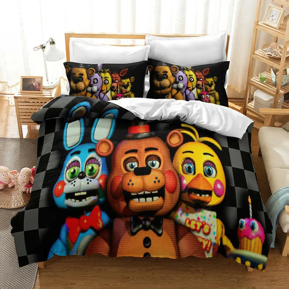 

FNAF Quilt Cover Five Nights At Freddys Kids Bedding Set Boys Girls Duvet Cover Children Bedroom Bedclothes Pillowcase Gift