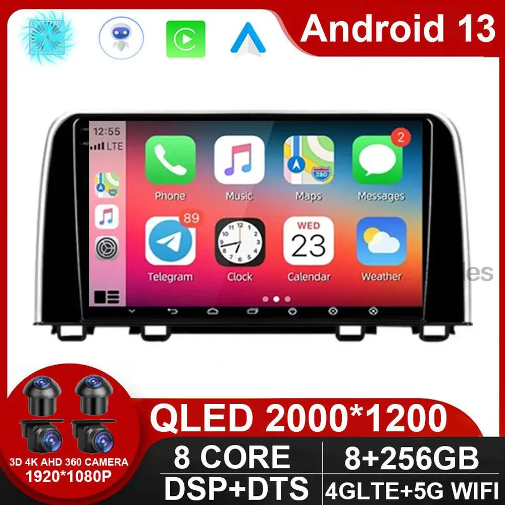 

For Honda CRV CR - V 5 RT RW 2016 - 2018 Multimedia Android 13 Player Auto Stereo Radio GPS Carplay 4G WiFi DSP Bluetooth NO DVD