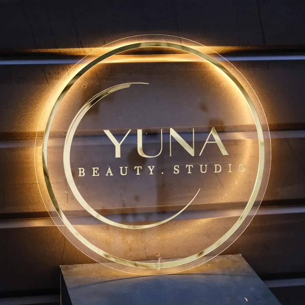 Acrylic Sign Business Sign Neon Personalized Floating Metal Acrylic LED Backlit Illuminated Business Signs for Shop