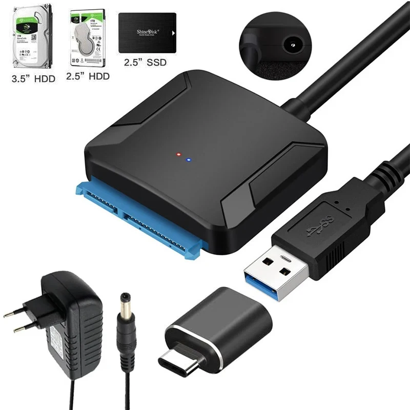 SATA to USB 3.0 Adapter SATA Cable for 2.5/3.5 Inch SSD HDD SATA III Hard Drive Disk Support UASP with 12V/2A Power Interface, ,   - AliExpress
