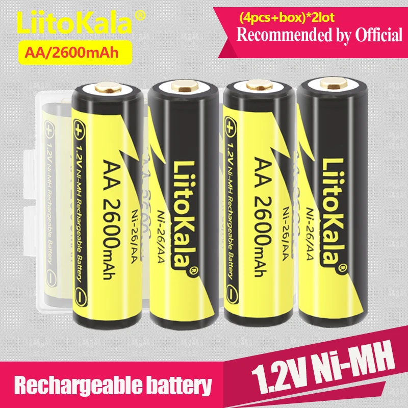 Liitokala Aaa 1000mah aa 2600mah Nimh 1.2v Bateria Recarregável Apropriada para Brinquedos Ratos com 2pc Aaa aa Bateria Suporte Peças - Image 2