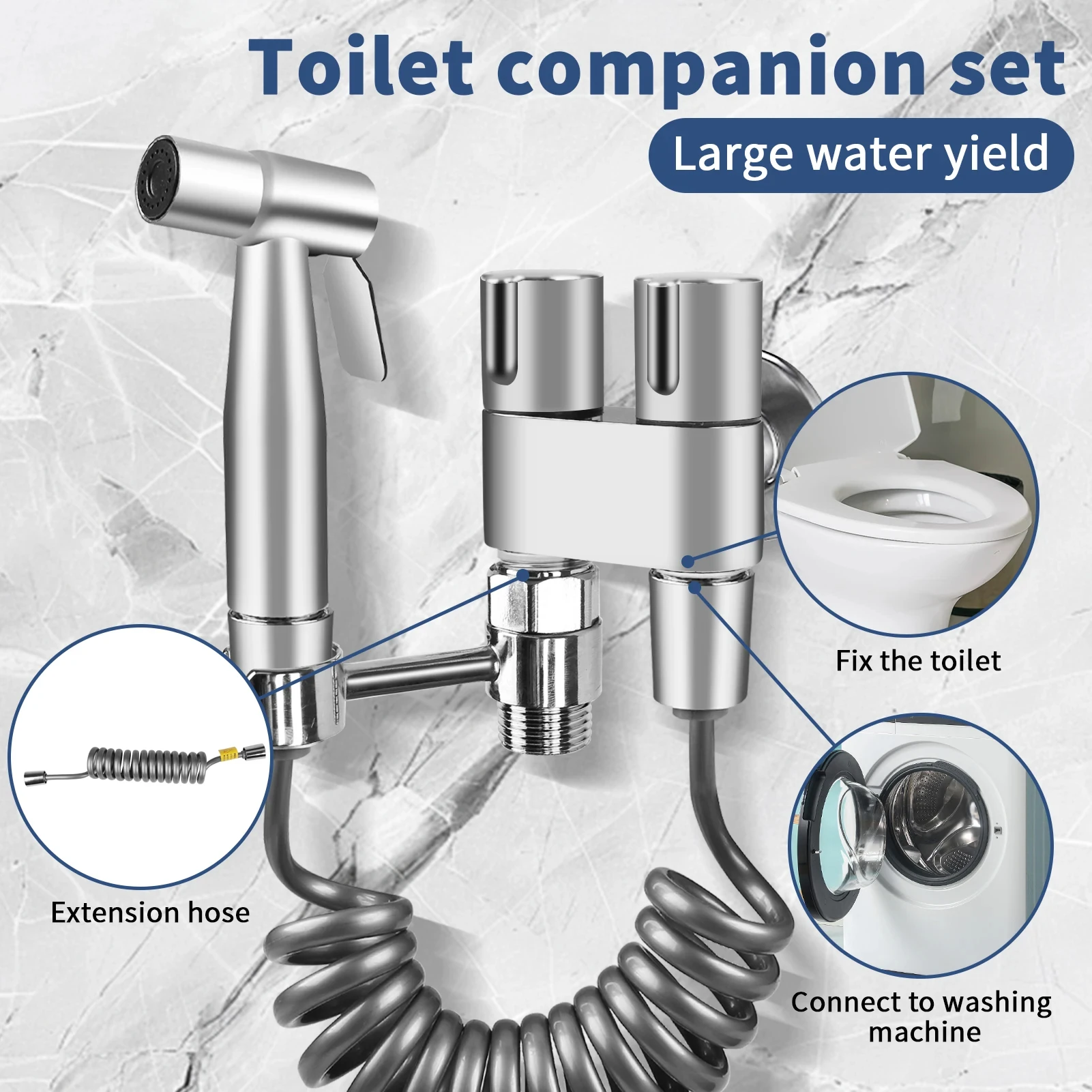 Toilet Handheld Bidet Sprayer Set Stainless Steel Spray Gun For Bathroom Shower Cleaning Personal Hygiene Accessories