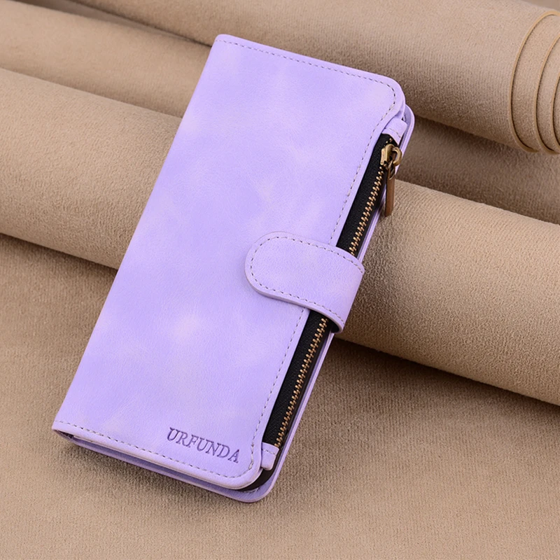 Leather Flip Wallet Case with Stand and Card Slots