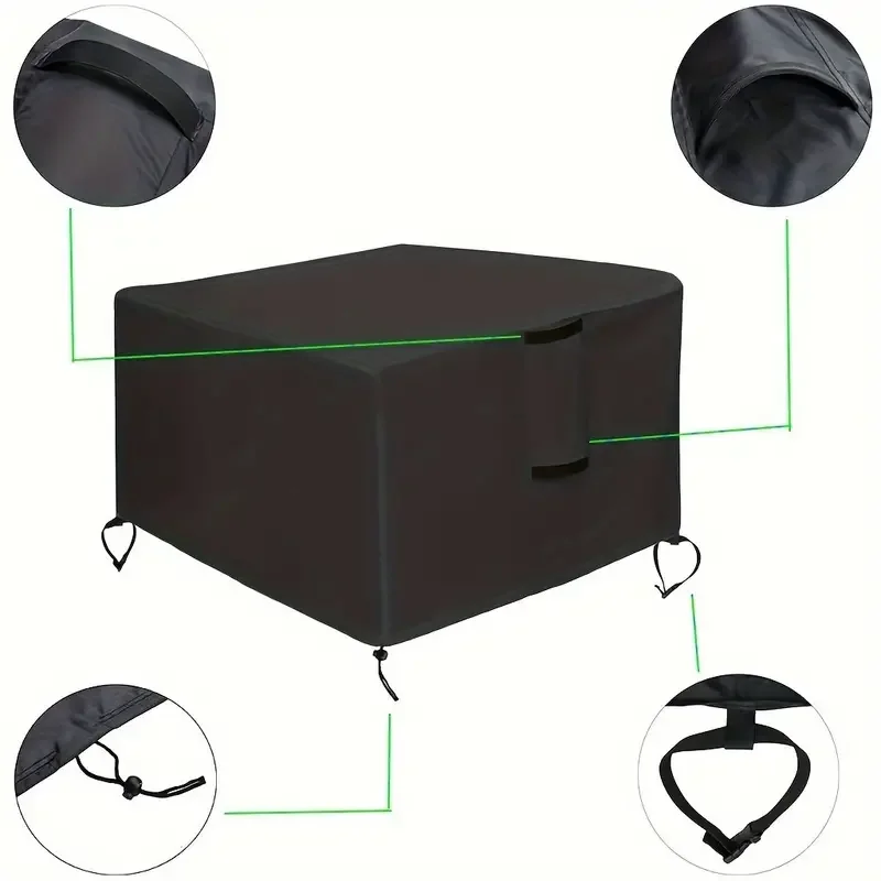 1pcs square gas fire pot cover suitable for most fire pit tables, waterproof heavy duty patio propane fire table cover 3