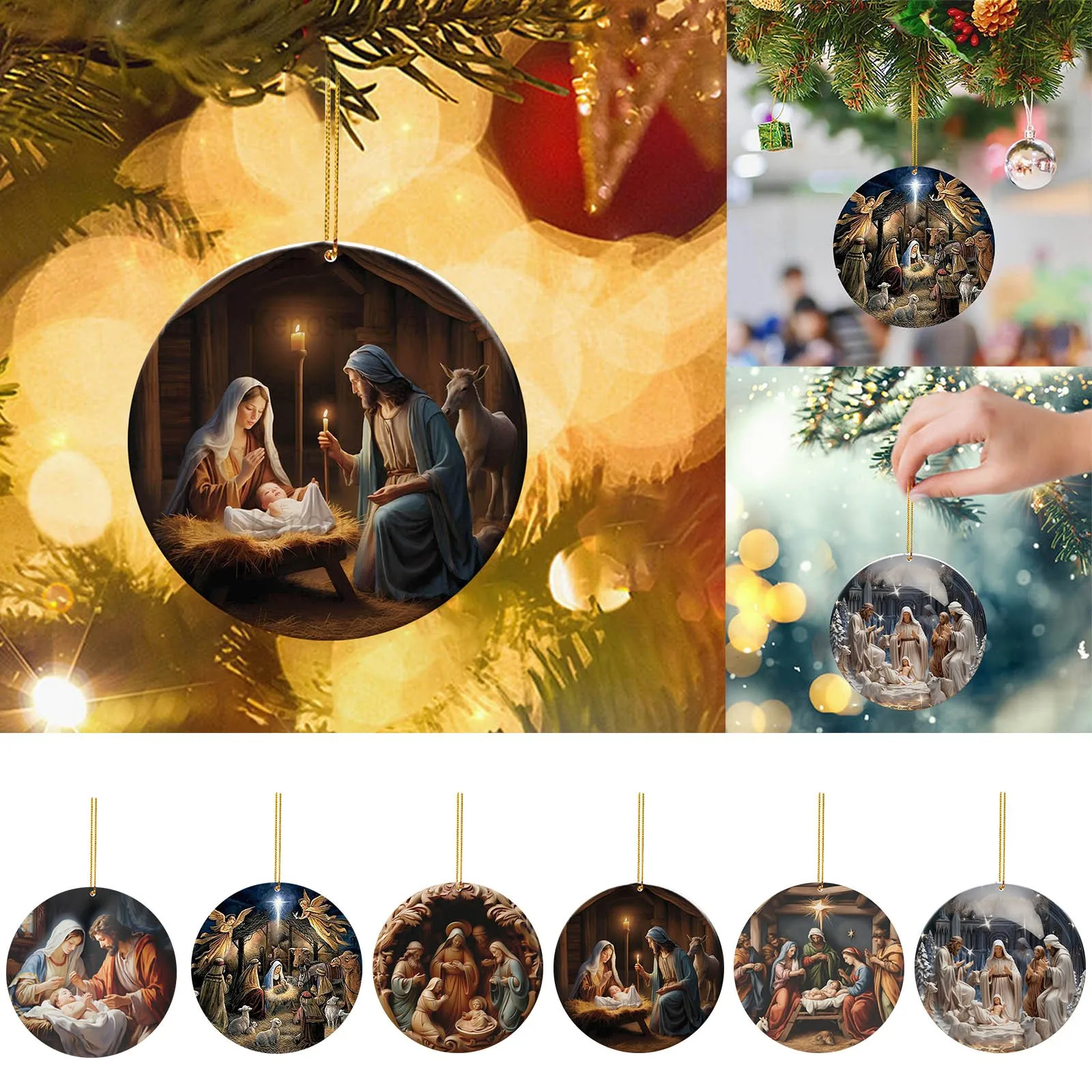 

Акриловая декоративная подвеска, праздничная подвеска, комнатная и уличная Праздничная сцена, аксессуары для помещений, ретро-украшение в виде леденца