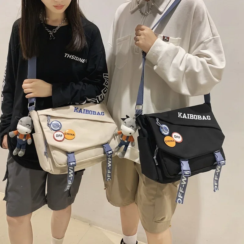 

Large Capacity Canvas Bag Student Bag Women's Forest Style Simple and Trendy Brand Single Shoulder Men's Crossbody Bag