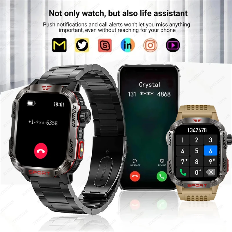Nuovo per Huawei Xiaomi GPS militare Smart Watch uomo torcia bussola impermeabile sport all'aria aperta tracker chiamata Bluetooth Smartwatch - immagine 2