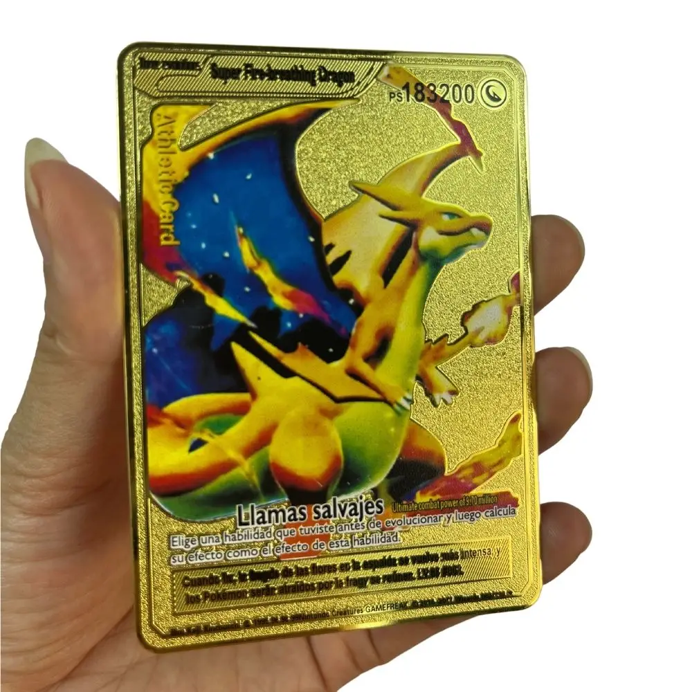 Spanish Hard Iron Pokemon Cards Gx Charizard Gold Metal Cards Spanish Metal  Pokemon Cards Game Collection - Game Collection Cards - AliExpress