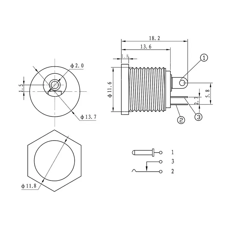 10 Teile/los 5,5x2,1mm DC Power Weibliche Jack Buchse Stecker Panel Mount Stecker DC-022B/DC-025M/DC-005/DC-022/DC-022K/DC-099 – Detail 4