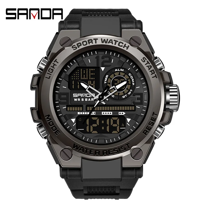 

2023 Sanda Waterproof Quartz Watch Men Top Brand Luxury Men's Watches Sports Wristwatch S Shock Clock Man Relogio Masculino 6008