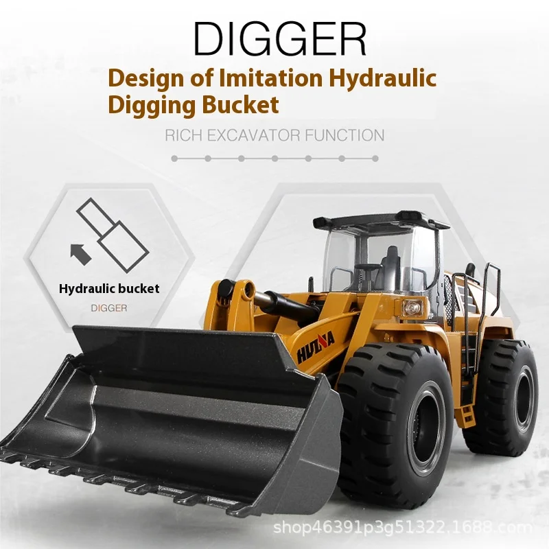 Huina 583 Alloy Engineering Vehicle Remote Control Shovel Hydraulic Bulldozer Professional Bulldozer Electric Toy LoadingVehicle 3