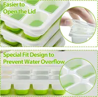 Ice Cube Tray Mold with Lid Silicone Square 14 Cube Easy Release Ice Cube Molds Summer Kitchen Bar DIY Iced Cocktail Freeze Tool 5