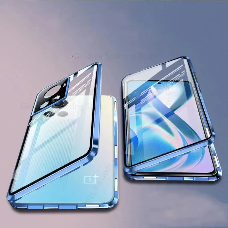 For OnePlus Ace 5G Magnetic Adsorption Tempered Glass Phone Case For One Plus 10 Pro 360 Double-Sided Film Protector Flip Cover