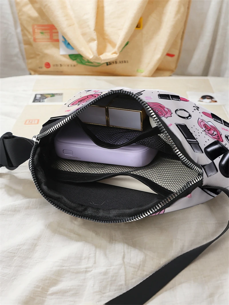 1pc,lipstick graffiti fashionable adjustable crossbody bag, neutral sports waist bag, suitable for running