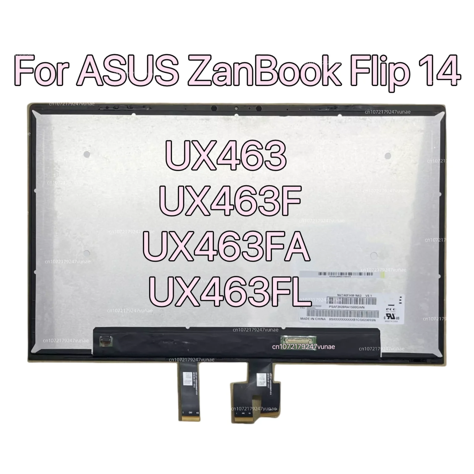 LCD 디지타이저 어셈블리 터치 스크린, ASUS 젠북 플립 14 UX463 UX463F UX463FA UX463FL 교체 디스플레이 NV140FHM-N63