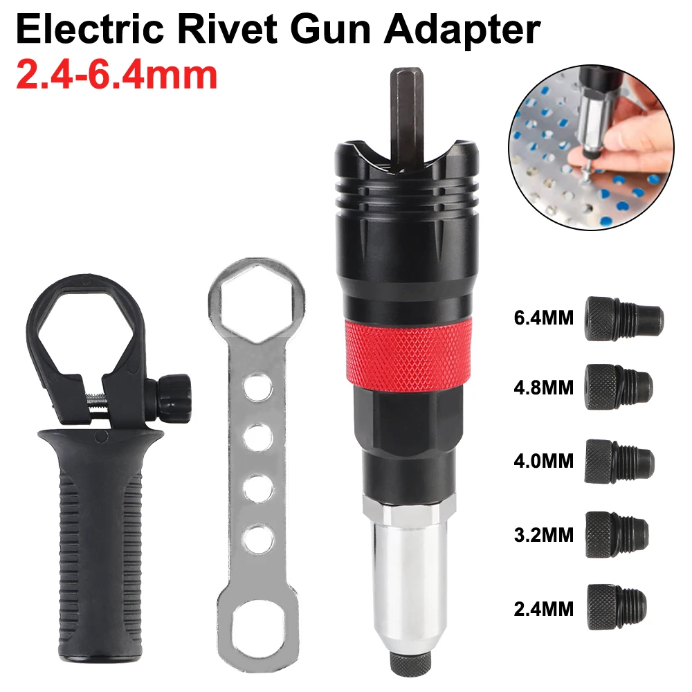 Adapter Rivet Nut Gun Converter Electric Rivet Nut Tool 2.4MM/3.2MM/4.0MM/4.8MM/6.4MM Insert Riveting Tool Home Cordless Gun