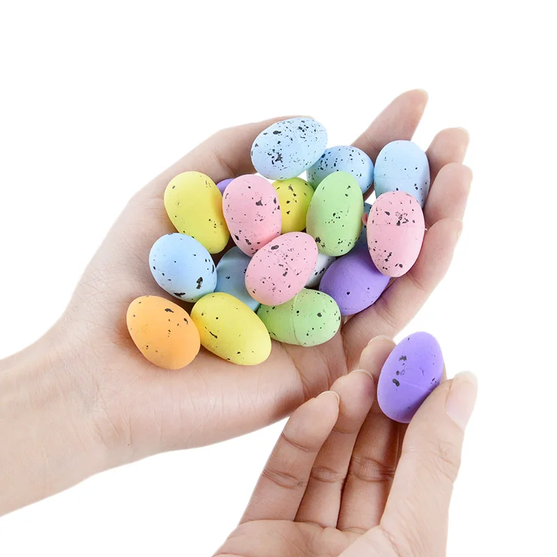 50 Pcs 3x2cm Easter Egg Foam Bird Pigeon Eggs Happy Easter Decoration FOR Home Party Ornament DIY Wreath Decor Kids Gift Favors