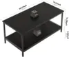 Black Coffee Table for Living Room Modern Rectangle 2-Tier Coffee Tables with Storage Industrial Wood Center Table for Large 3