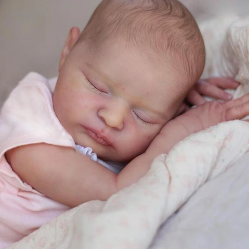 48Cm Laura Baby Sleeping Con Capelli Dipinti A Mano Soft Touch Pittura 3D Con Venature Visibili Rooted Muslimah Toddler Doll