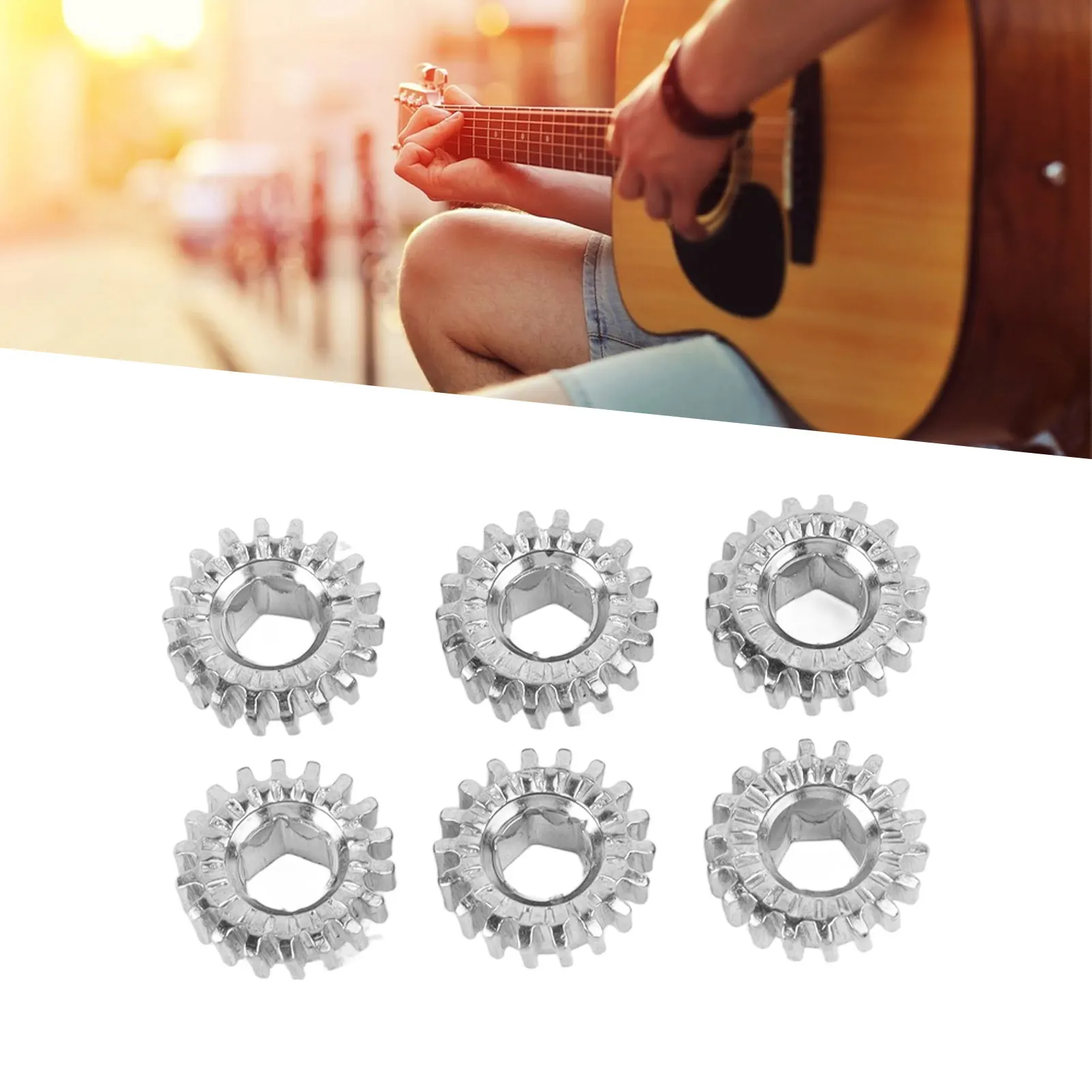 6PCS Guitar Tuner Peg Gears Metal Hex Hole Gear String Button Gear For Folk Classic Electric Guitars