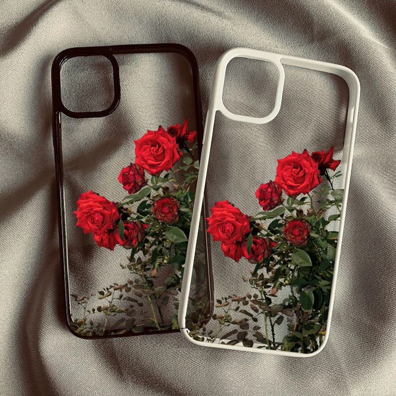 Elegant Red and Pink Rose Peony Floral Clear Phone Case - Stylish Hard Cover Protector