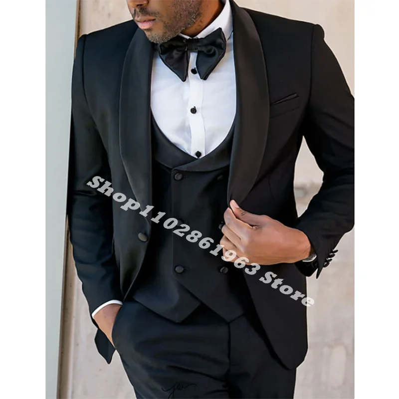 2024 Latest Design Men Suit Slim Fit Formal Groom Male Tuexdo For Wedding Business 3 Pieces Suit Blazer+Vest+Pants Costume Homme