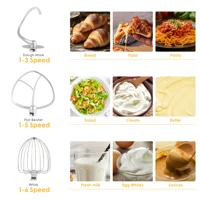 BioloMix mélangeur sur socle alimentaire de cuisine à 6 vitesses 1200W DC moteur silencieux bol en acier inoxydable 6L avec fouet à oeufs à crème fouet pétrin de pâte 4