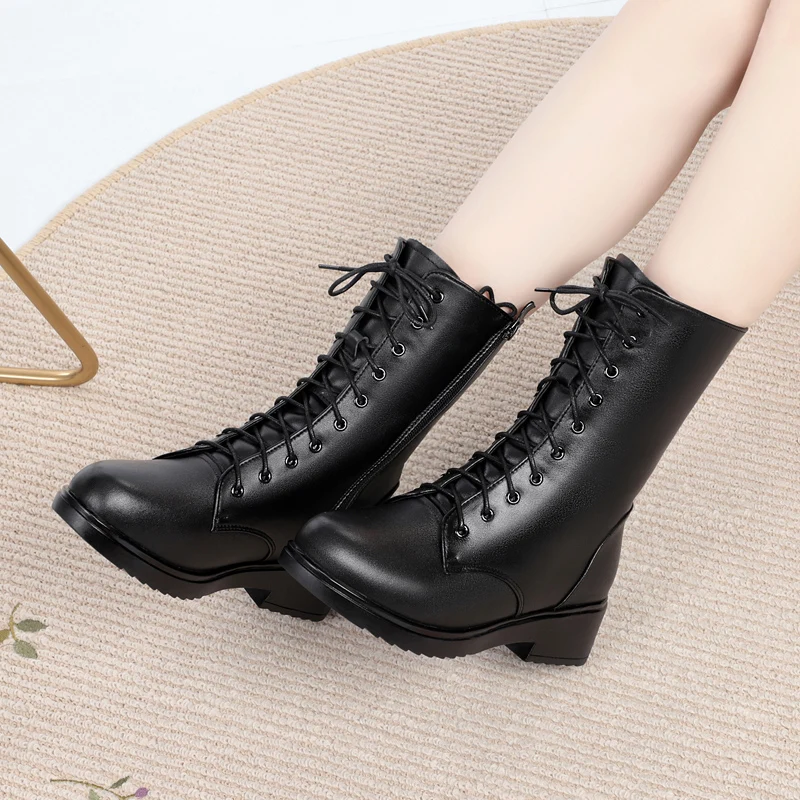 AIYUQI 2024 D Boots Women Shoes Winter New Genuine Leather Boots Women Military Large Size 41 42 43 Casual Marton Boots Women