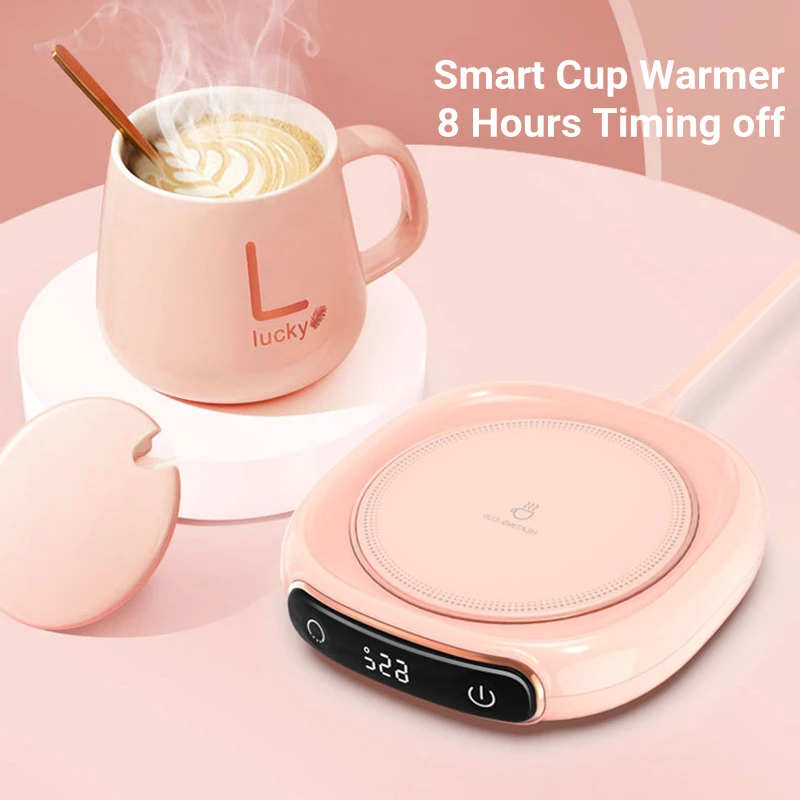 Smart Coffee Cup Warmer Electric Mug Heater for Milk Tea Food Portable Heating Coaster 3 Gear Settings Auto-off Cup Warming Pad 3
