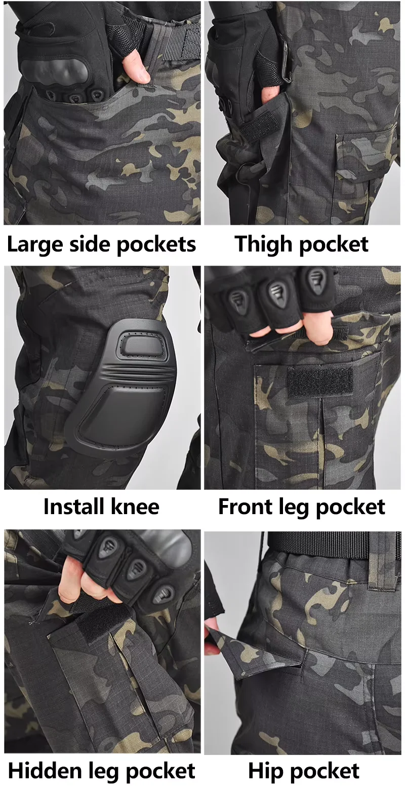 Tarnanzug Atmungsaktiv Schnelltrocknend Militärische Jagdbekleidung Herren Langlebiges Kampfset für Extreme Outdoor-Überlebenssituationen – Detail 4