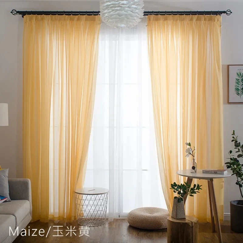 

European and American style multi-color thin window curtains, transparent curtains, living room curtain panels, thin gauze