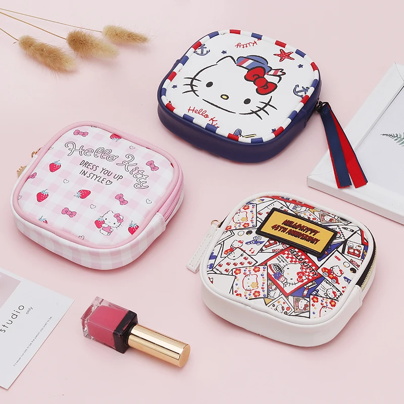 

Kawaii Sanrio Accessories Bag Hello Kittys Cute Beauty Sanitary Napkin Portable Sanitary Storage Bag Large-Capacity Girls Gift